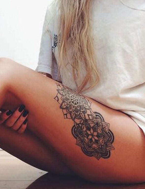 Tatouage mandala%20cuisse%20gauche
