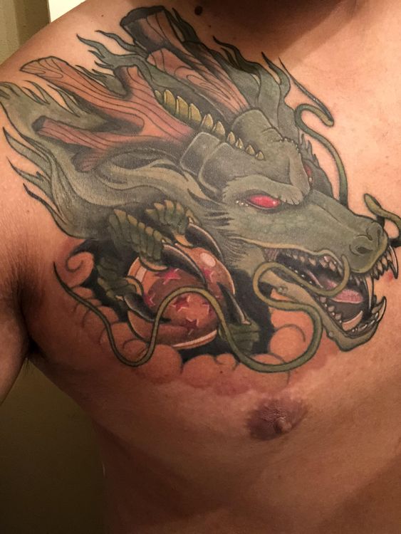 Tatouage Dragon Shenron Sur Le Torse 
