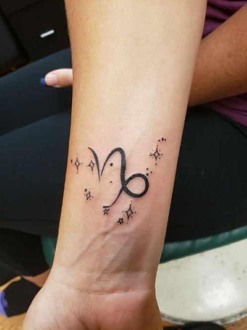 Tatouage Signe Capricorne Et Constellation Sur Le Poignet 